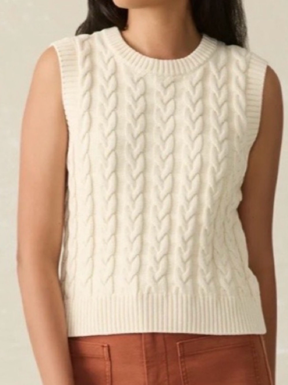 Faherty Sunwashed Cable Knit Sweater Vest Women's Size XS Cotton